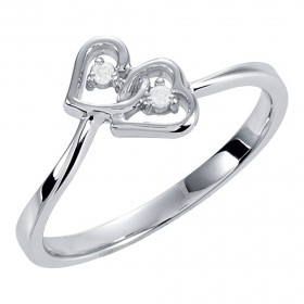 0.20 ct Ladies Round Cut Diamond Double Heart Ring