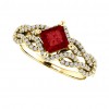 0.25 ct Ladies Round Cut Diamond And Princess Cut Ruby Anniversary Ring