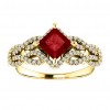 0.25 ct Ladies Round Cut Diamond And Princess Cut Ruby Anniversary Ring