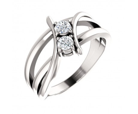 0.50 ct Ladies Round Cut Diamond  Two Stone Ring