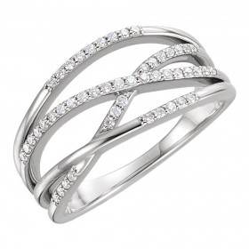 1.31 ct Ladies Round Cut Diamond AnniversaryCriss Cross Ring