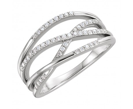 1.31 ct Ladies Round Cut Diamond AnniversaryCriss Cross Ring