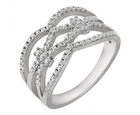 2.23 ct Ladies Round Cut Diamond Criss Cross Ring