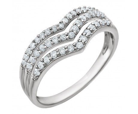 1.44 ct Ladies Round Cut Diamond Anniversary V Ring