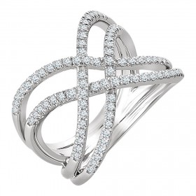 2.25 ct Ladies Round Cut Diamond Anniversary Criss-Cross Ring