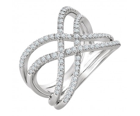 2.25 ct Ladies Round Cut Diamond Anniversary Criss-Cross Ring