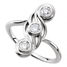 0.75 ct Ladies Round Cut Diamond Three-stone Anniversary Ring