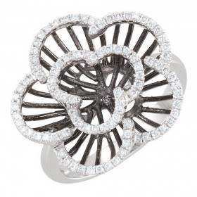 0.85 ct Ladies Round Cut Diamond Floral Ring