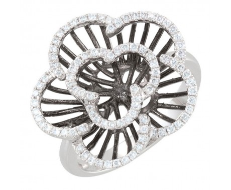 0.85 ct Ladies Round Cut Diamond Floral Ring