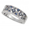 1.15 ct. Round Cut Diamond And Blue Sapphire Band