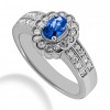 1.52 ct. Natural Blue Sapphire and  Round Cut Diamond Fancy Anniversary Cocktail Ring