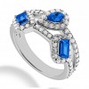 1.70 ct. Natural Blue Sapphire and  Round Cut Diamond Fancy Anniversary Cocktail Ring
