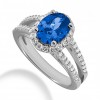 1.75 ct. Natural Blue Sapphire and  Round Cut Diamond Fancy Anniversary Cocktail Ring