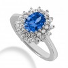 1.85 ct. Natural Blue Sapphire and  Round Cut Diamond Fancy Anniversary Cocktail Ring