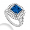 2.50 ct. Natural Blue Sapphire and  Round Cut Diamond Fancy Anniversary Cocktail Ring