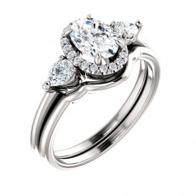 2.85 ct Ladies Oval Cut Diamond Hallo Style Engagement Ring