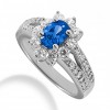 2.70 ct. Natural Blue Sapphire and  Round Cut Diamond Fancy Anniversary Cocktail Ring