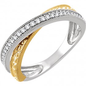 0.25 ct  Ladies Round Cut Criss Cross 2 Tone Diamond Ring