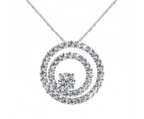 2.50 ct. Accented Solitaire Round Diamond Double Circle Pendant 