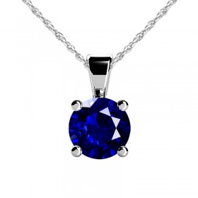 3.00 ct. Solitaire Round Cut Blue Sapphire Pendant with a Complimentary 16" Chain
