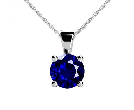 3.00 ct. Solitaire Round Cut Blue Sapphire Pendant with a Complimentary 16" Chain