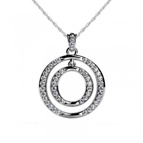 1.50 ct. Round Cut Diamonds Accented Double Circle Pendant 