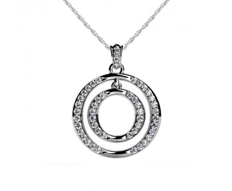 1.50 ct. Round Cut Diamonds Accented Double Circle Pendant 
