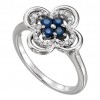 0.15 ct Ladies Round Cut Diaomond And Blue Sapphire Engagement Ring