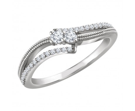 0.65 ct Ladies Round Cut Diamond Engagement Two-Stone Ring