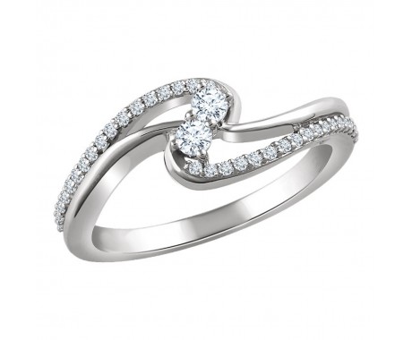 0.56 ct Ladies Round Cut Diamond Engagement Two-Stone Ring