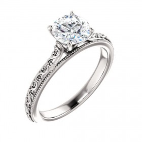 1.00 ct Ladies Round Cut Diamond Solitaire Engagement Ring