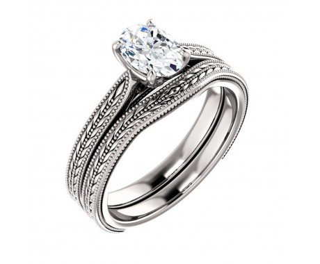 1.00 ct Ladies Oval Cut Diamond Solitaire Engagement Set