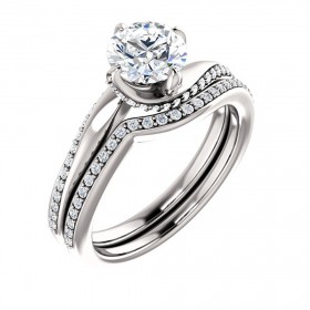 1.30 ct Ladies Round Cut Diamond Engagement Ring Set