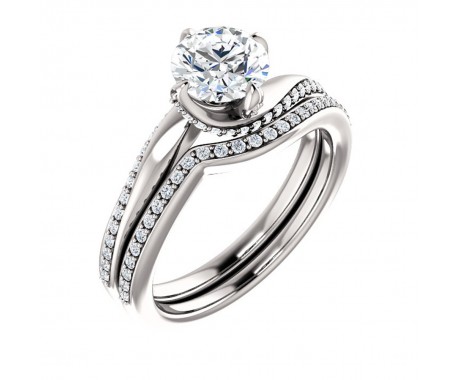 1.30 ct Ladies Round Cut Diamond Engagement Ring Set