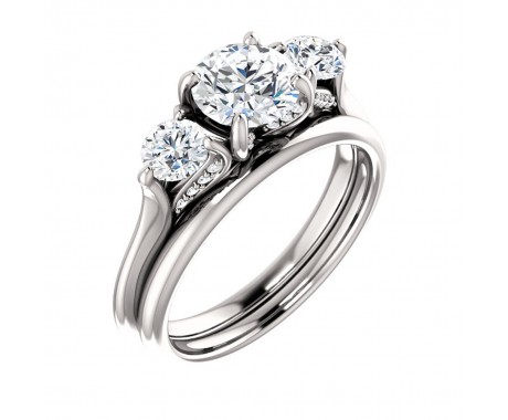 1.50 ct Ladies Diamond Three Stone Engagement Ring Mounting