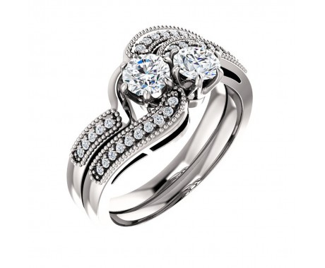 1.50 ct Ladies Round Cut Diamond Two Tone Engagaement Ring