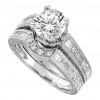 1.55 ct Ladies Round and Baguette Cut Diamond Engagement Set