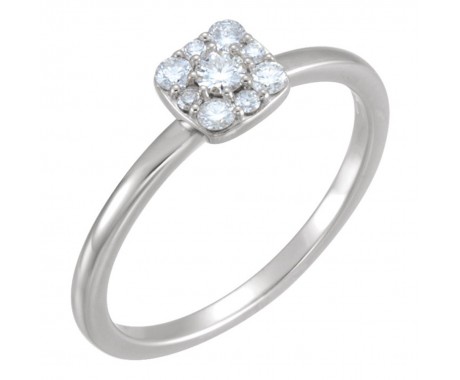 0.40 ct Ladies Round Cut Diamond  Square Cluster Ring