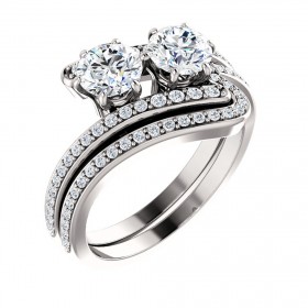 1.80 ct Ladies Round Cut Diamond Two Stone Engagement Ring