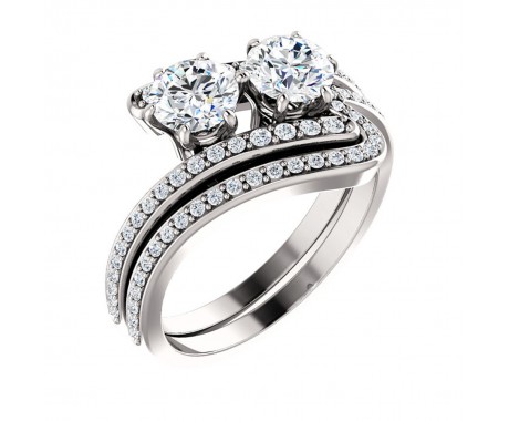 1.80 ct Ladies Round Cut Diamond Two Stone Engagement Ring