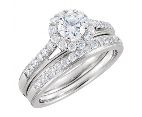 1.95 ct Ladies Round Cut Diamond Royal Engagement Set