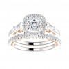 2.00 ct Ladies Cushion Cut Diamond Hallo Style Engagement Set