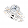 2.00 ct Ladies Cushion Cut Diamond Hallo Style Engagement Set