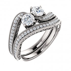 2.00 ct Ladies Round Cut Diamond Fancy Engagement Set