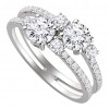 2.10 ct Ladies Round Cut Diamond Engagement two Stone Ring