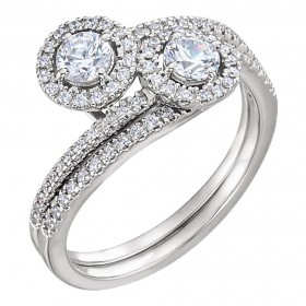 2.20 ct Ladies Round Cut Diamond Two Stone Engagement Ring