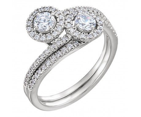 2.20 ct Ladies Round Cut Diamond Two Stone Engagement Ring