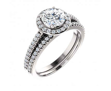 2.25 ct Ladies Round Cut Diamond Halo Style Engagement set