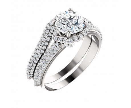 2.30 ct Ladies Round Cut Halo-Style Engagement Set Mounting