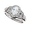 2.50 ct Ladies Oval Cut Diamond Floral Hallo Style Engagement Ring